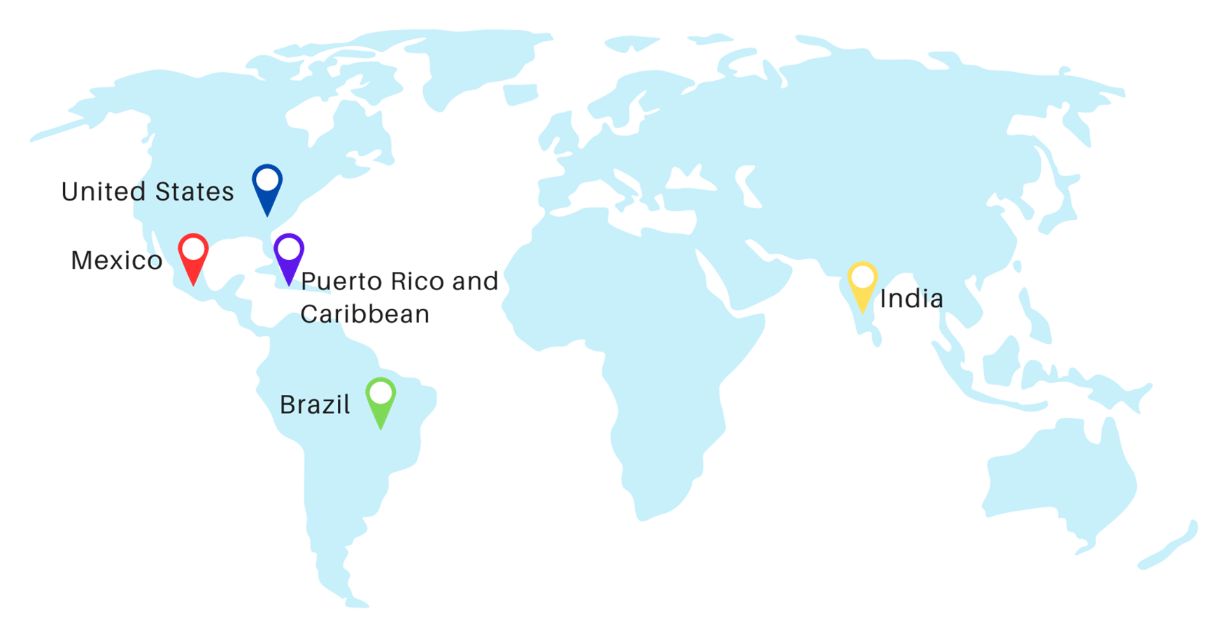 Triade global offices — United States, Mexico, Brazil, and India